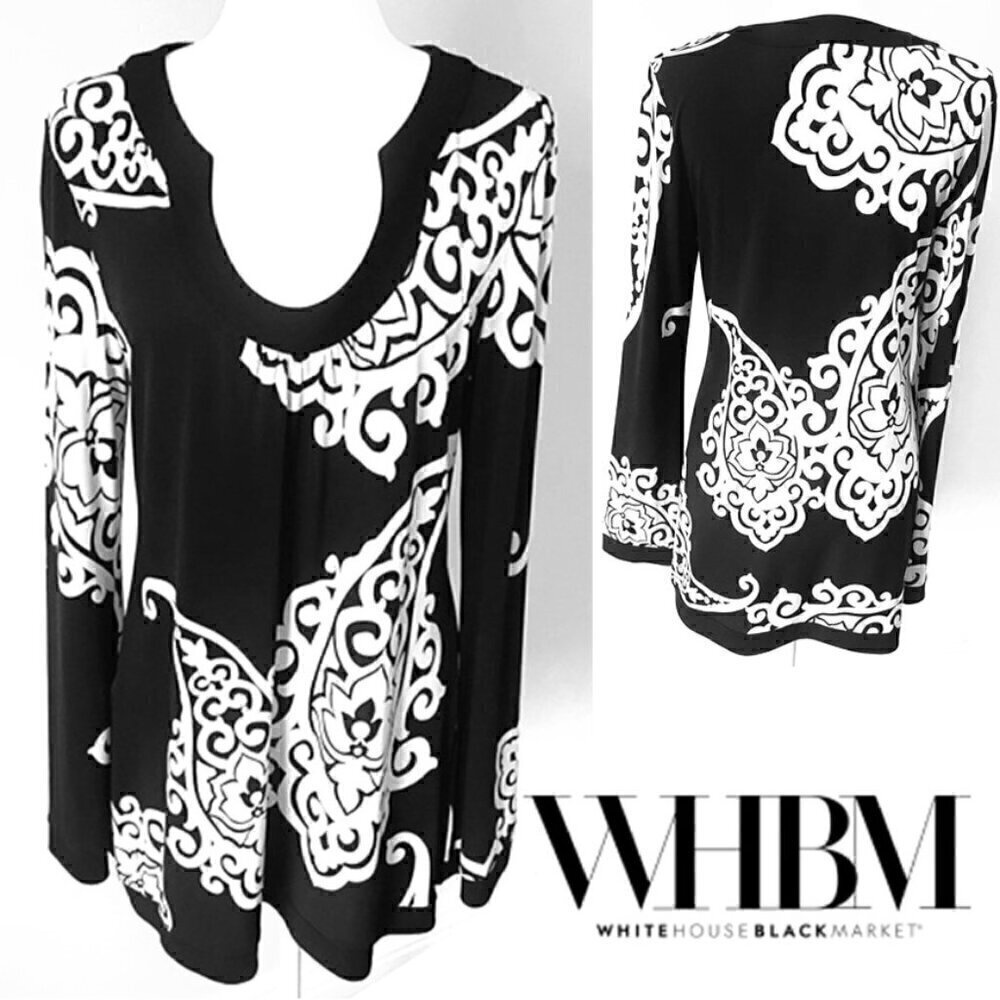 🖤 White House Black Market Black & White Floral Shift Dress – Size M ✨